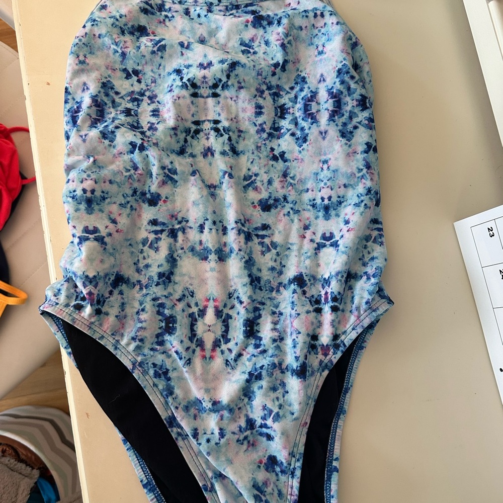 Blue and Pink Patterned Swimsuit